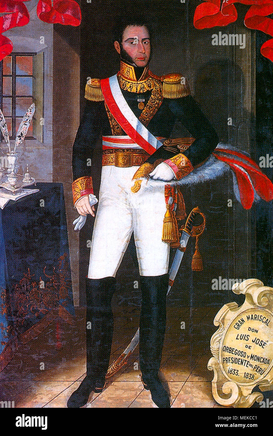 Luis José de Orbegoso y Moncada-Galindo Burutarán y Morales, de 5e comte de Olmos (1795 - 1847), général et homme d'État péruvien aristocratique, a été le 11ème et le 12ème Président du Pérou ainsi que le premier président de l'Amérique du Pérou. Banque D'Images