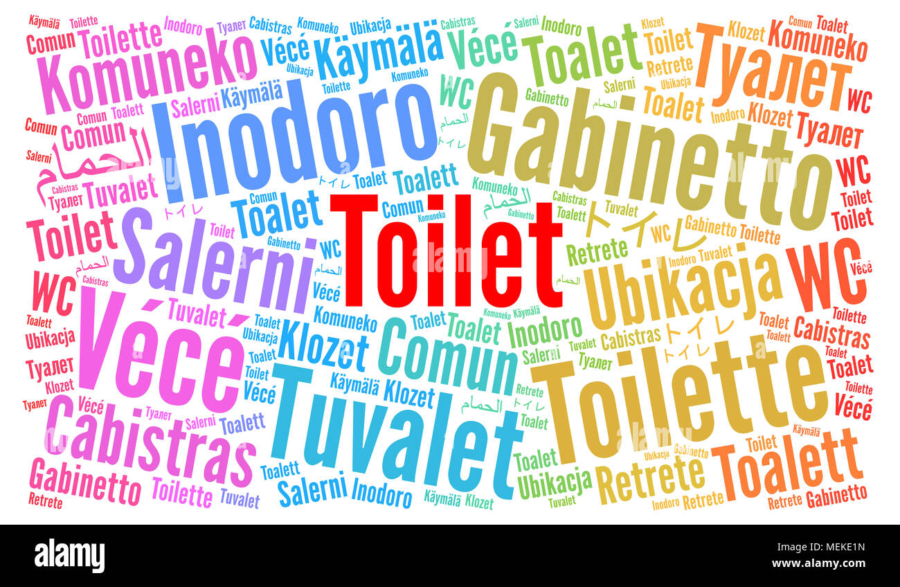 Toilettes dans différentes langues nuage de mots Photo Stock Alamy