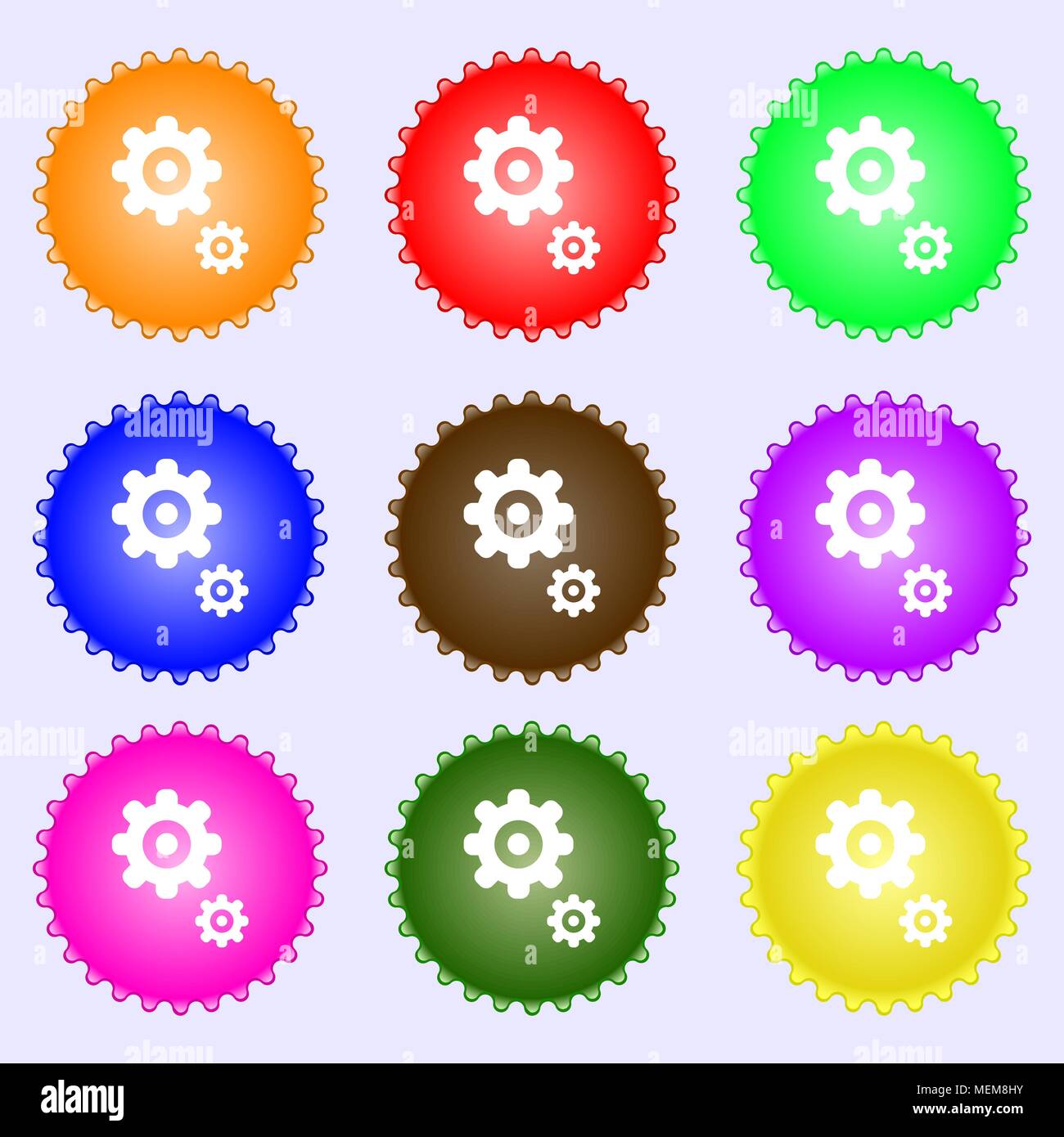 roues-dent-es-signe-une-s-rie-de-9-tiquettes-de-couleurs-diff-rentes