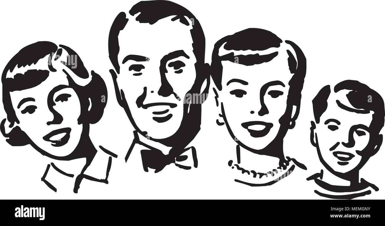 Groupe familial - Retro Clipart Illustration Illustration de Vecteur