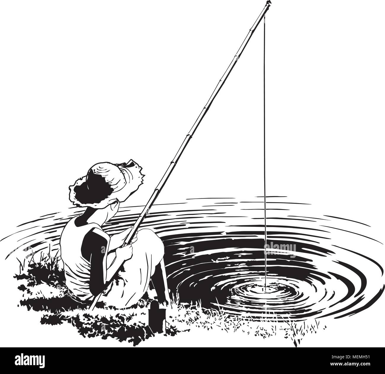 Pêche favori - Retro Clipart Illustration Illustration de Vecteur