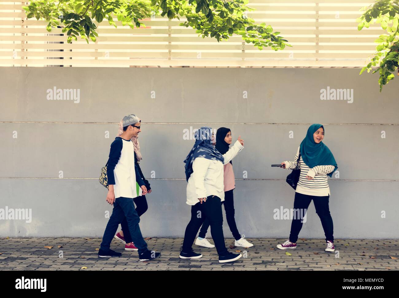 Un groupe d'étudiants musulmans Banque D'Images