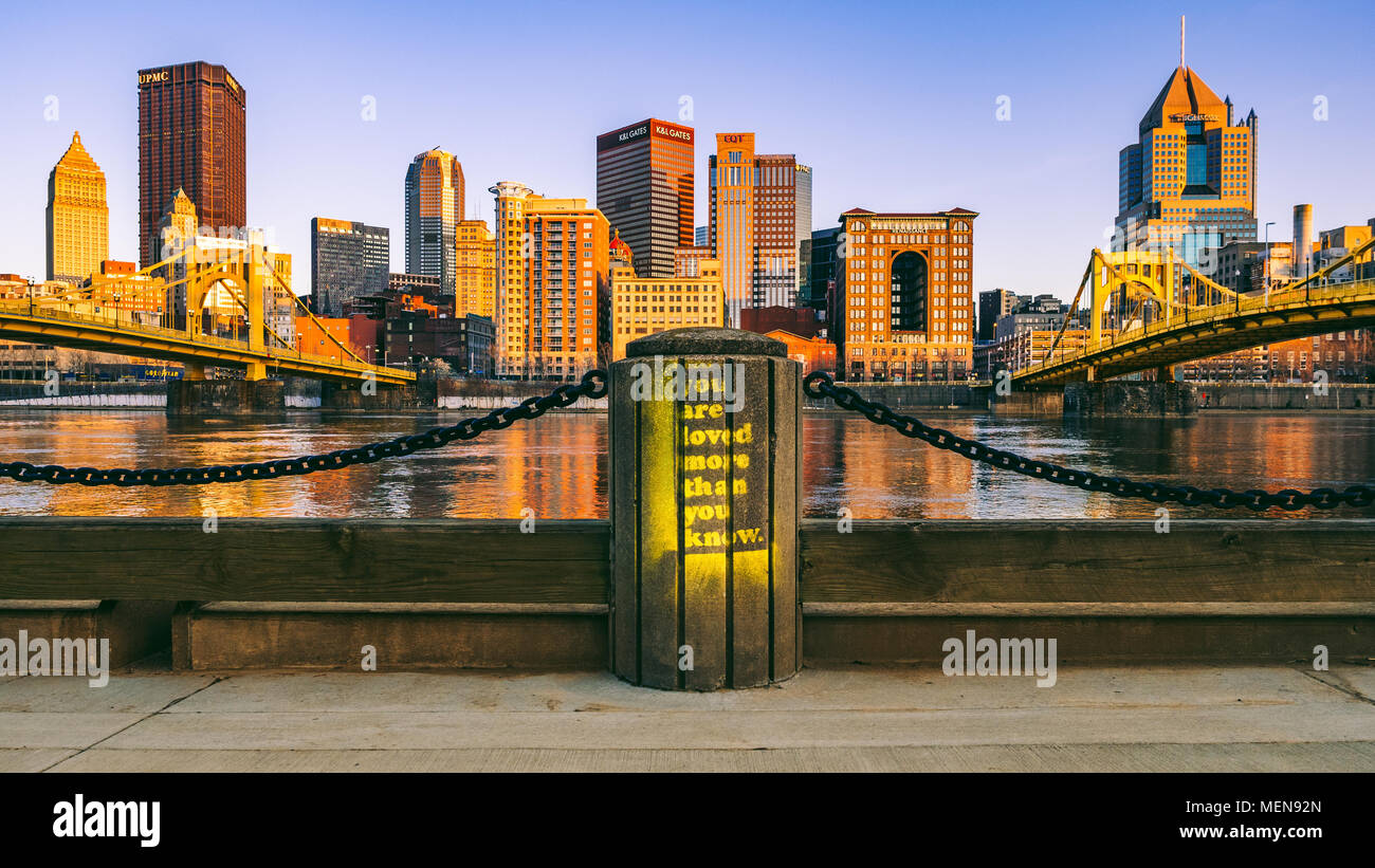 Un message sur la rive nord de Pittsburgh, PA Banque D'Images