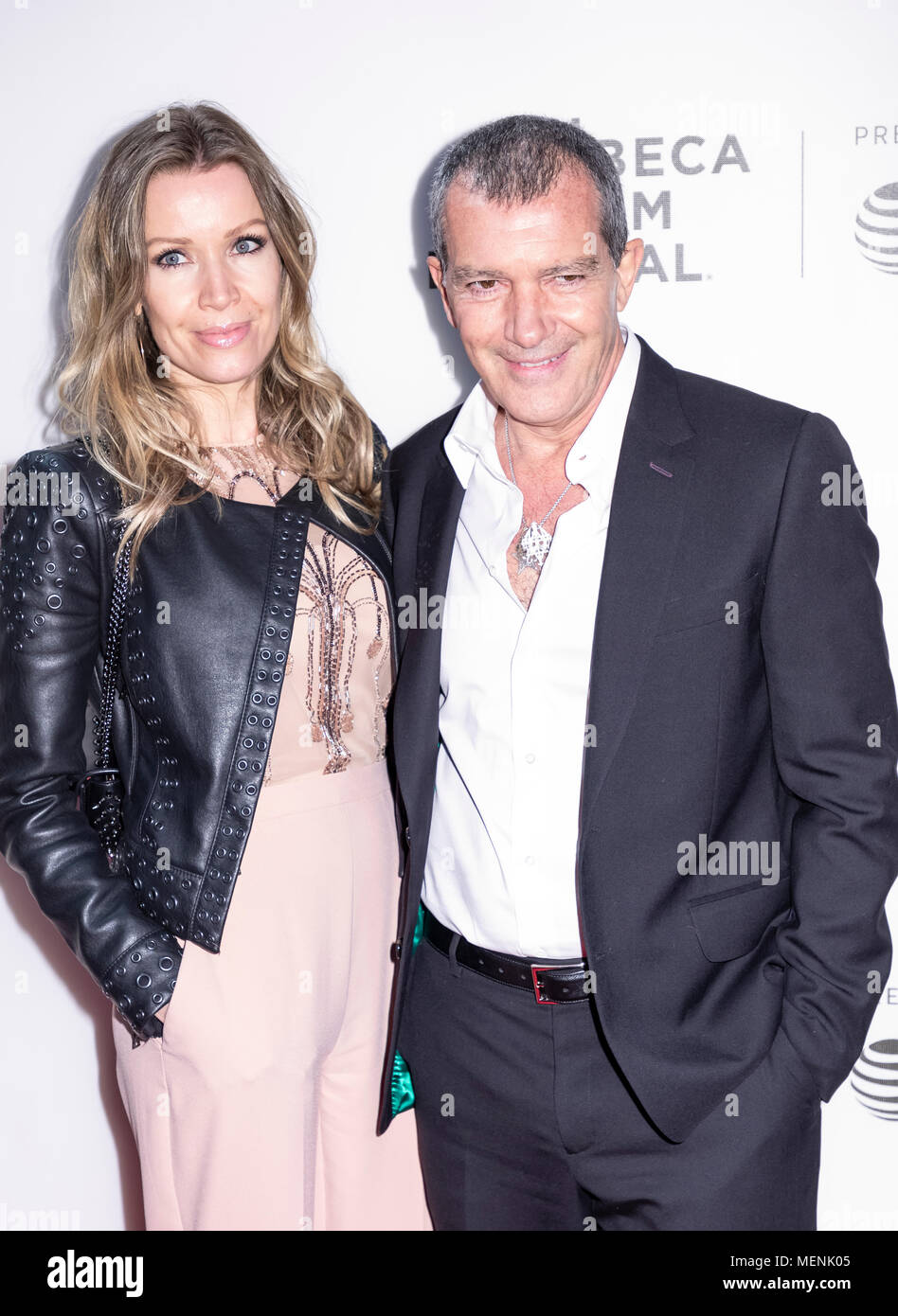 New York, NY, USA - Le 20 avril 2018 : Nicole Kimpel et Antonio Banderas assister à 'Genius : Picasso au cours de la 2018 Tribeca Film Festival at Banque D'Images