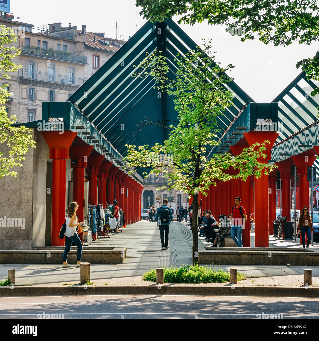 Milan, Italie - 10 Février 2018  : Extérieur de la gare Cadorna de Milan Banque D'Images