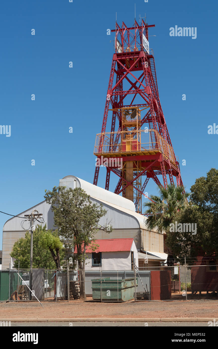 KALGOORLIE, AUSTRALIE - janvier 27, 2018 Cadre de fosse : une vieille mine d'or, musée de la mine à Kalgoorlie, le 27 janvier 2018 dans l'ouest de l'Australie Banque D'Images