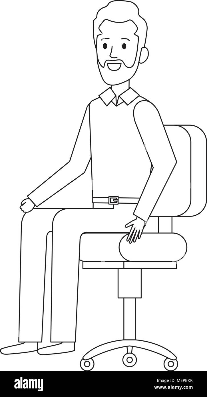 Businessman sitting in office chair Illustration de Vecteur