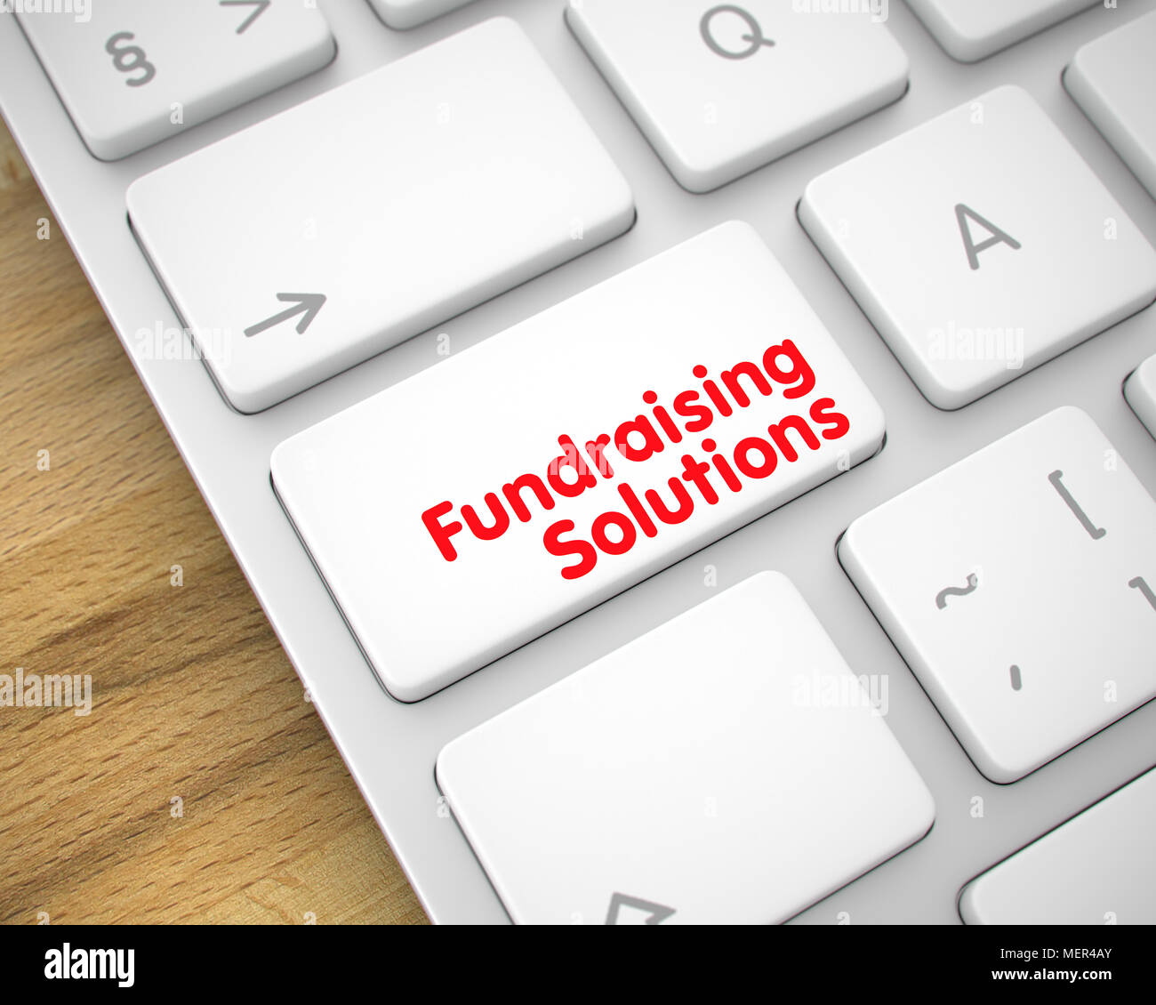 Des solutions de financement sur le clavier blanc. 3D. Banque D'Images