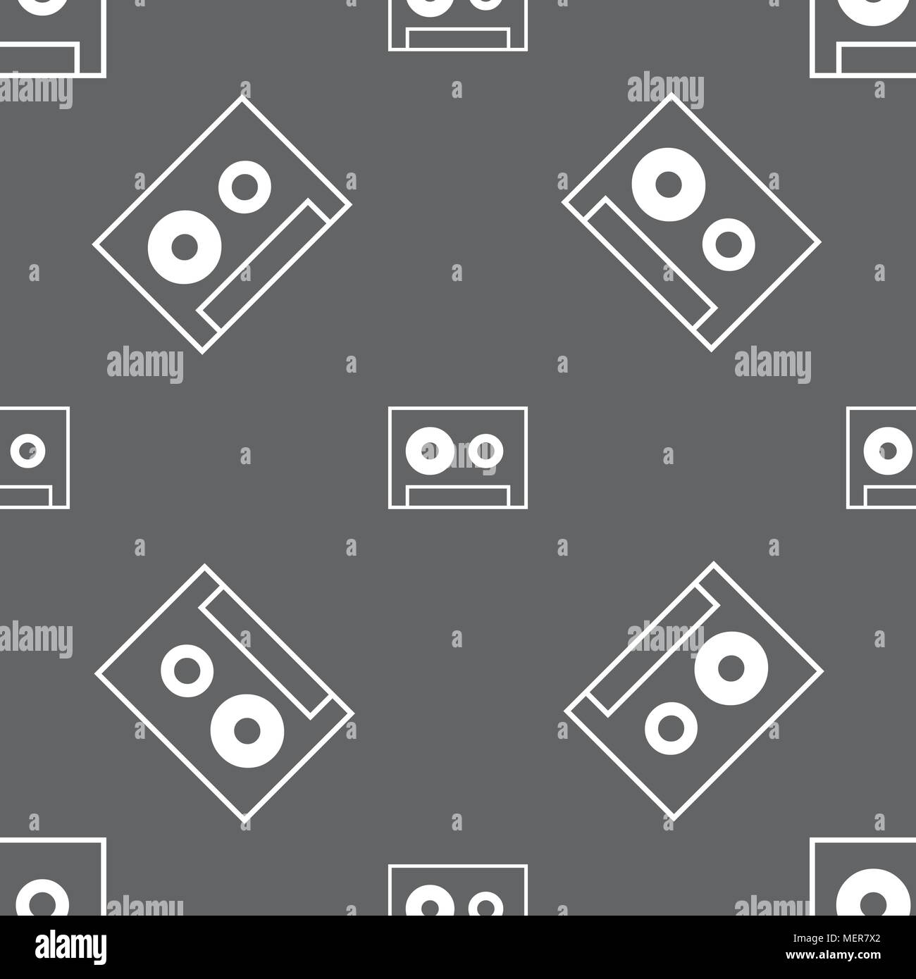 Icône de signe de la cassette. Cassette audio symbole. Motif transparente sur un fond gris. Vector illustration Illustration de Vecteur