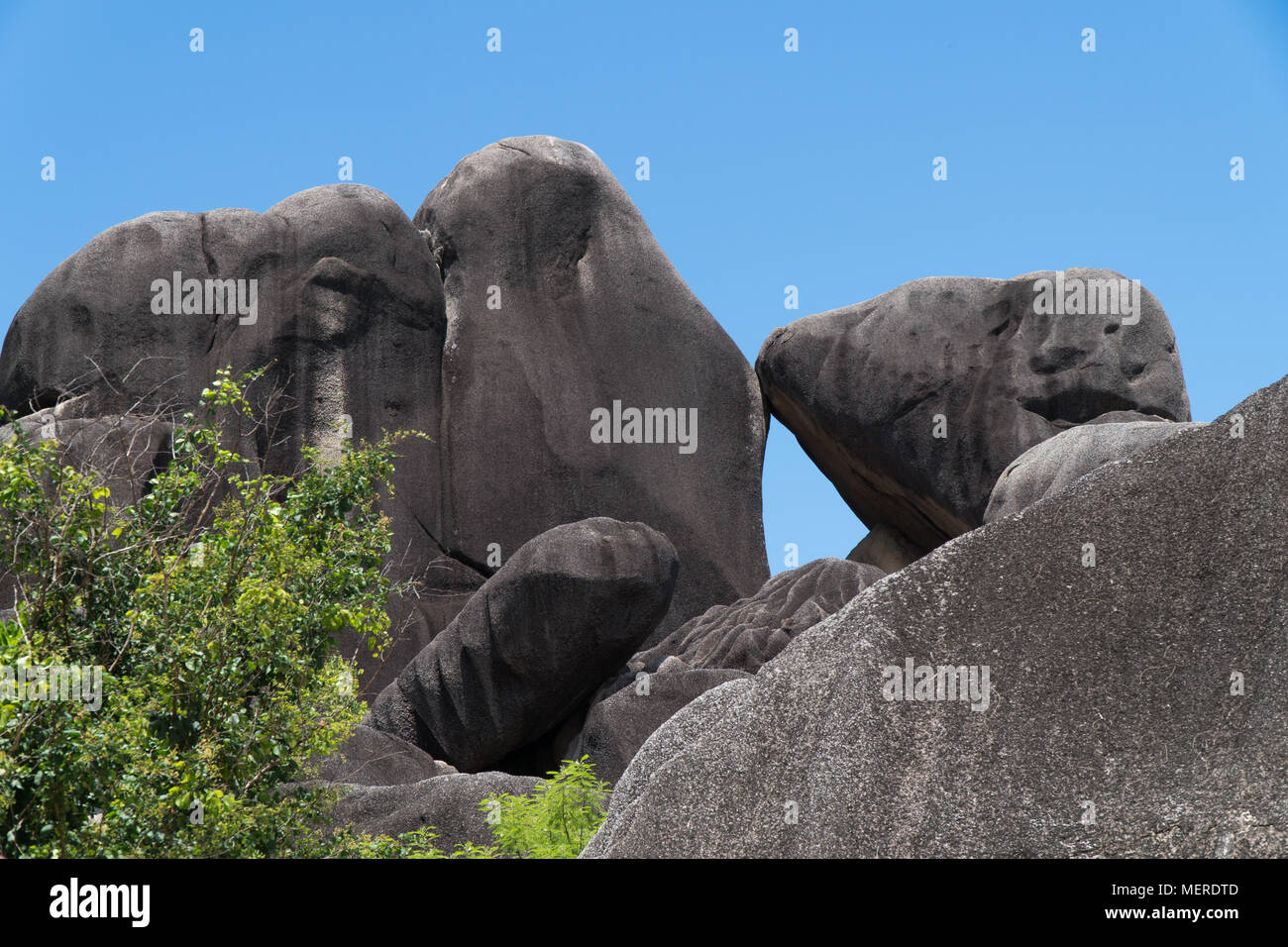 Les Seychelles, La Digue, L'Union Estate, Anse Source d'argent beach le Rock kiss Banque D'Images