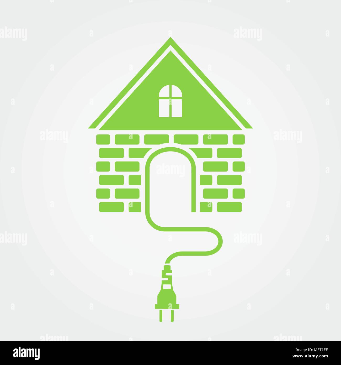 Chambre verte avec socket, icône de l'électricité accueil Illustration de Vecteur