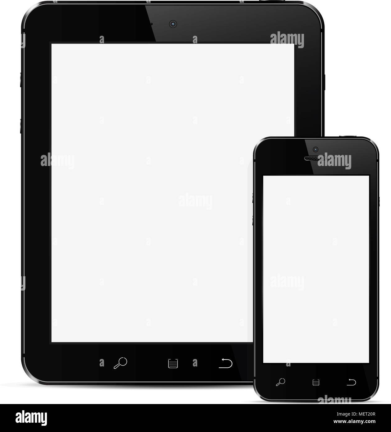 Tablet PC avec mobile smartphone isolé sur fond blanc Illustration de Vecteur