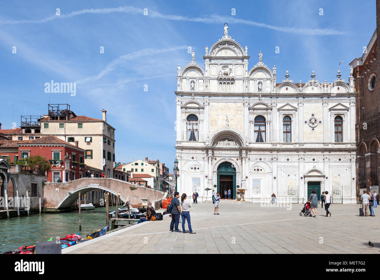 Scuola Grande di San Marco (maintenant un hôpital civique) et Ponte Cavallo, , Campo dei Santi Giovanni e Paolo, Castello, Venise, Vénétie, Italie Banque D'Images