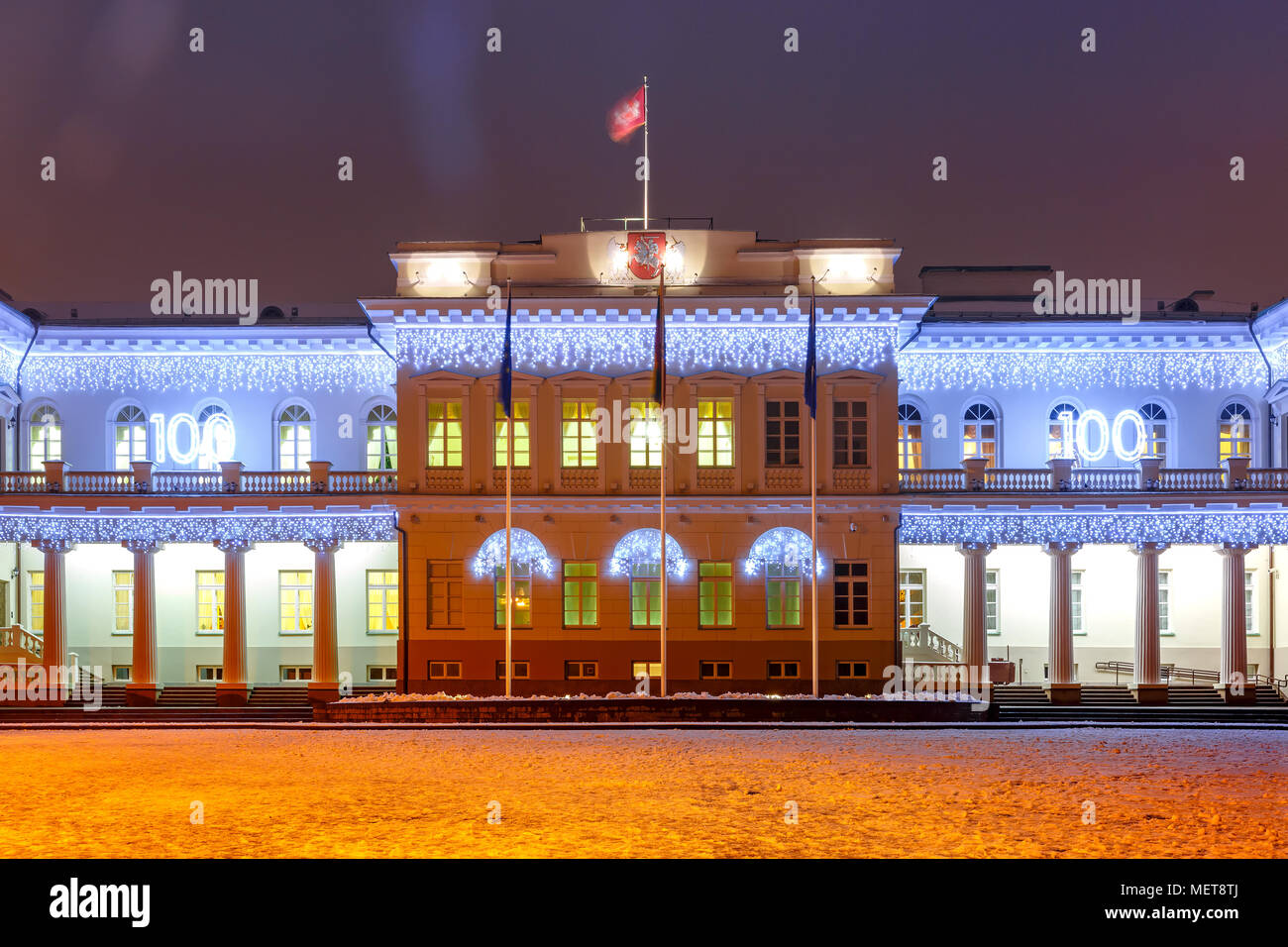 Nuit au palais présidentiel, Vilnius, Lituanie Banque D'Images