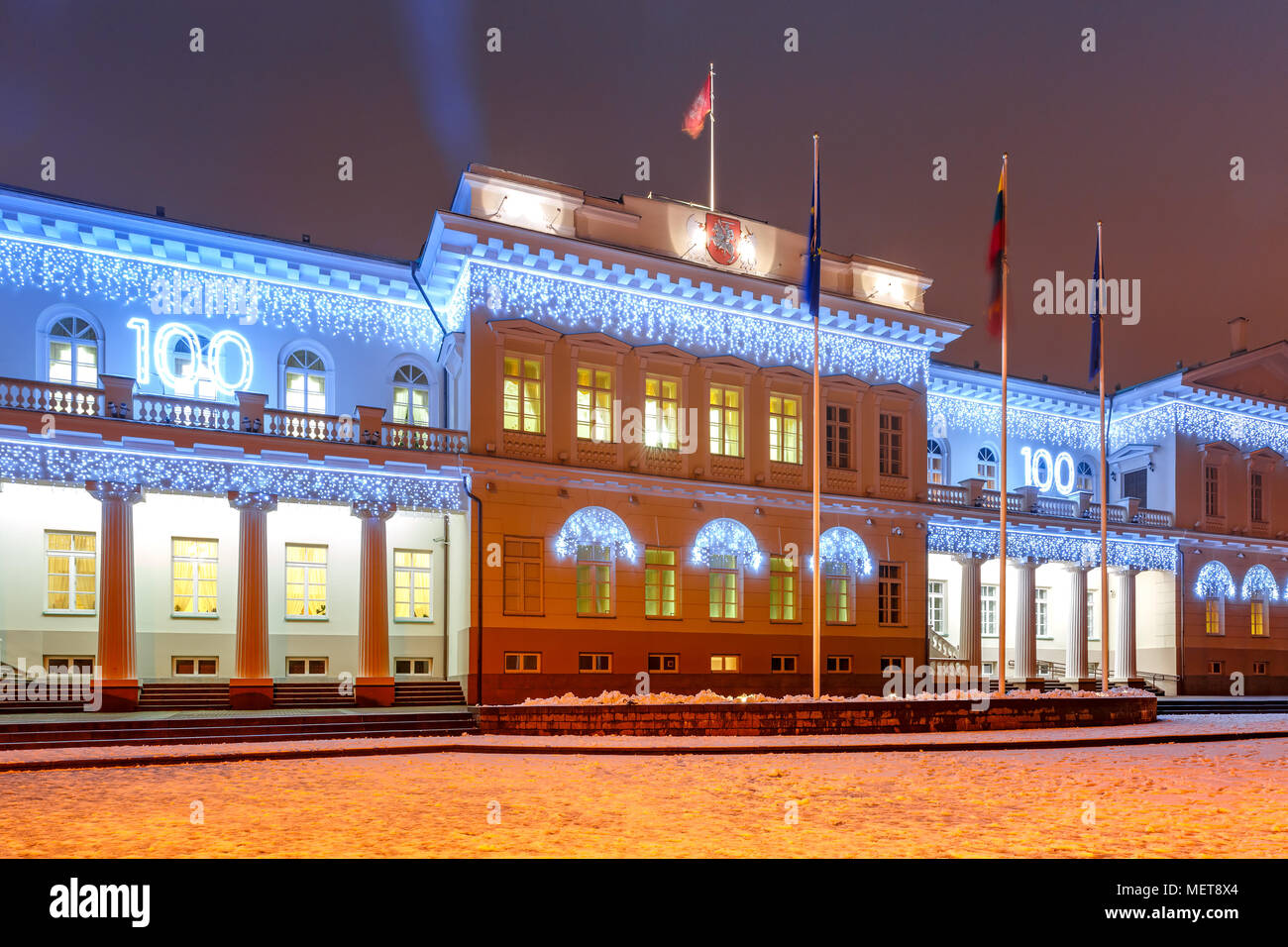 Nuit au palais présidentiel, Vilnius, Lituanie Banque D'Images