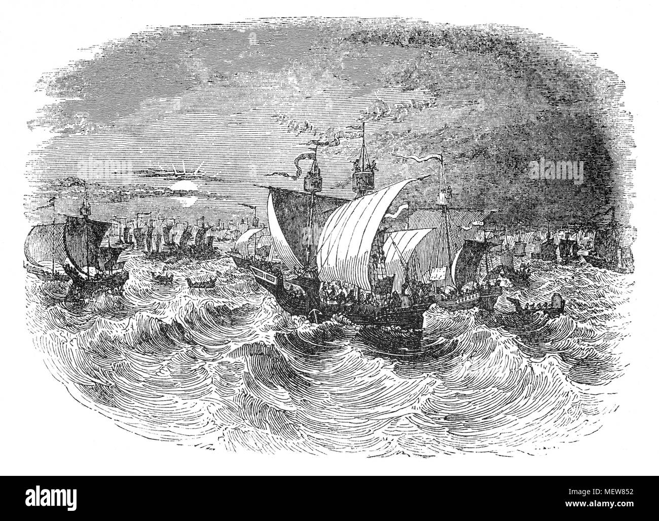 15e siècle, les navires anglais médiéval de warwere propulsé par voile ou rame, ou les deux. Des communications fréquentes withEurope signifiait l'exposition à une variété d'améliorations. Les navires dans le nord ont été influencés par les navires vikings, tandis que ceux du sud par la musique classique ou les navires romains. Cependant, il y a eu changement technologique comme méthodes de construction traditionnelles ont été modifiées à partir de clinker à Carvel construction, qui l'emporteraient sur la construction de grands navires. La période serait également voir un passage de la pale ou le gouvernail à l'arrière côté gouverne de direction et l'élaboration de simple à des mâts de navires. Banque D'Images 15e siècle, les navires anglais médiéval de warwere propulsé par voile ou rame, ou les deux. Des communications fréquentes withEurope signifiait l'exposition à une variété d'améliorations. Les navires dans le nord ont été influencés par les navires vikings, tandis que ceux du sud par la musique classique ou les navires romains. Cependant, il y a eu changement technologique comme méthodes de construction traditionnelles ont été modifiées à partir de clinker à Carvel construction, qui l'emporteraient sur la construction de grands navires. La période serait également voir un passage de la pale ou le gouvernail à l'arrière côté gouverne de direction et l'élaboration de simple à des mâts de navires. Banque D'Images