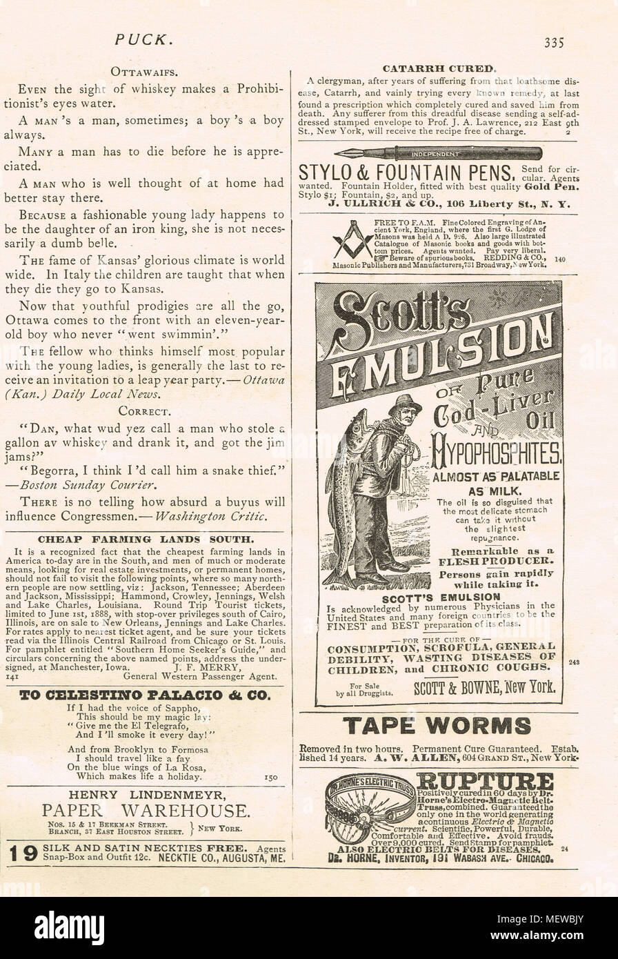 Au début de la publicité américaine, rondelle, 1888 Banque D'Images