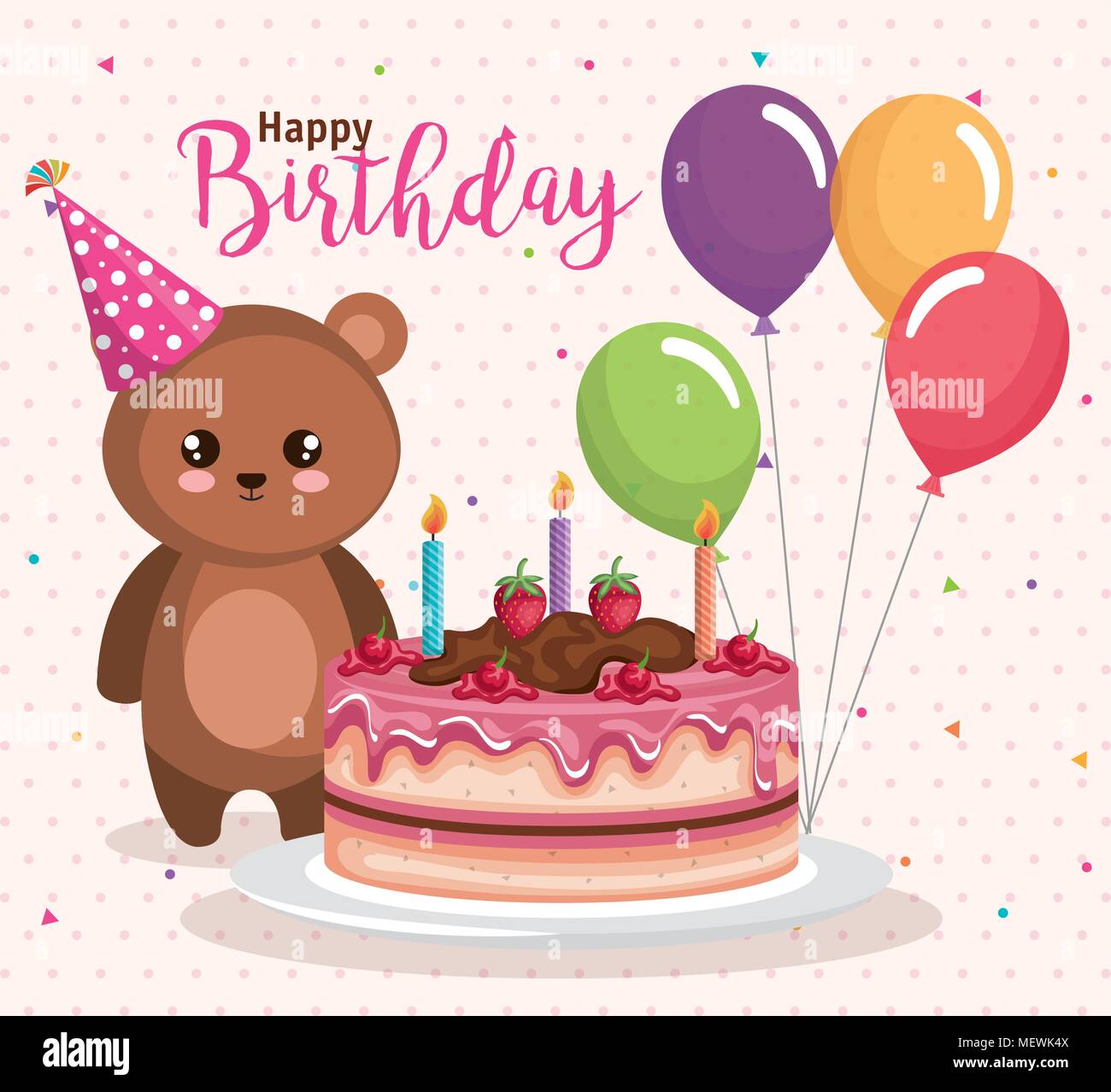 Joyeux Anniversaire Carte Avec Teddy Bear Image Vectorielle Stock Alamy