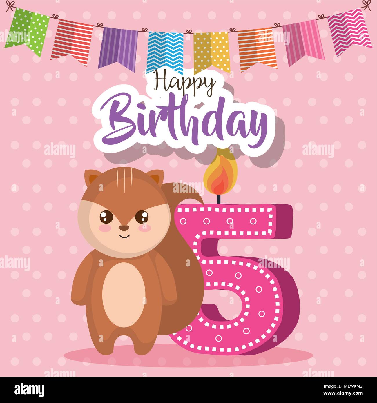 Joyeux Anniversaire Carte Avec Chipmunk Image Vectorielle Stock Alamy