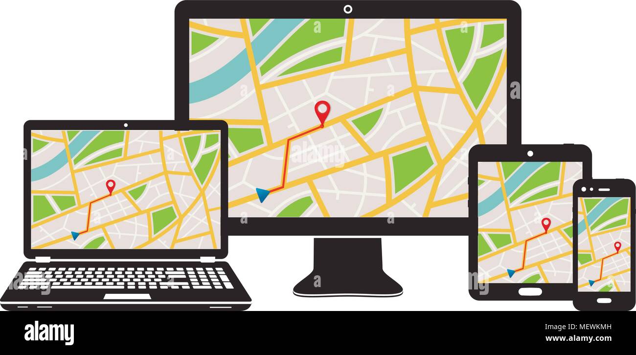 Concept de navigation adaptés demande d'ordinateur de bureau, ordinateur portable, Tablet PC et téléphone mobile. Vector illustration. Illustration de Vecteur
