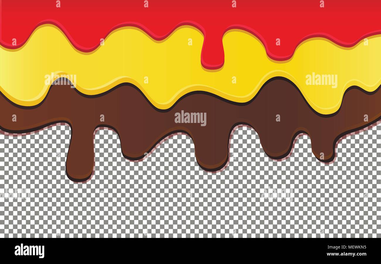 Coulant chocolat, confiture et miel sur fond transparent. Illustration vectorielle, eps 10. Illustration de Vecteur