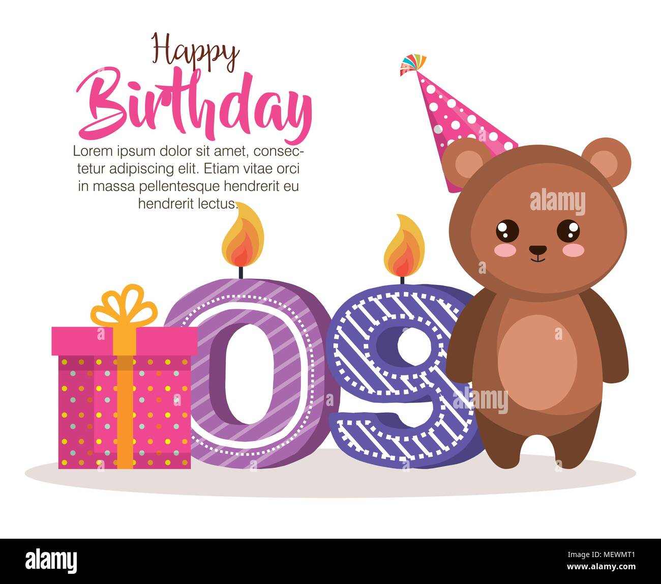 Joyeux Anniversaire Carte Avec Teddy Bear Image Vectorielle Stock Alamy