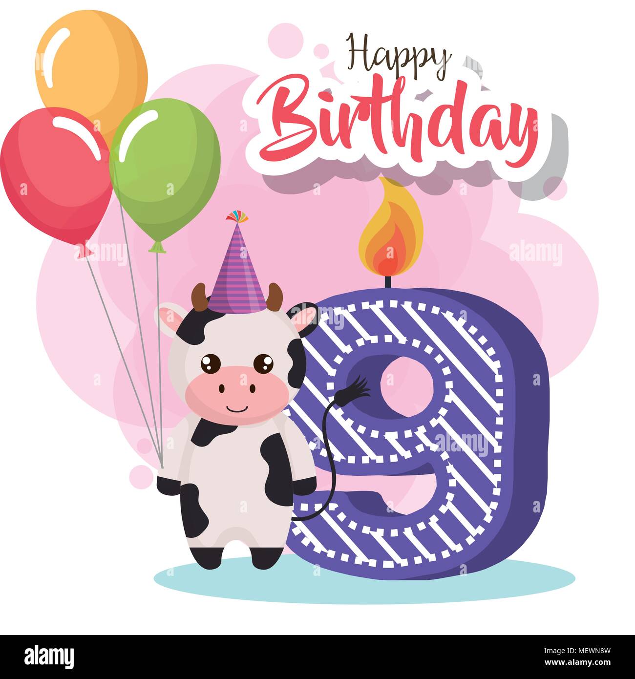 Carte Joyeux Anniversaire Vache Image Vectorielle Stock Alamy