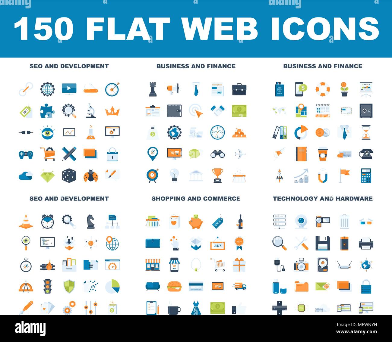 Icônes Web plat Illustration de Vecteur