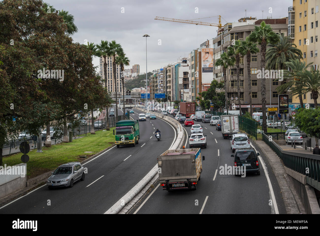 Trafic dans le centre de Las Palmas, Gran Canaria Banque D'Images