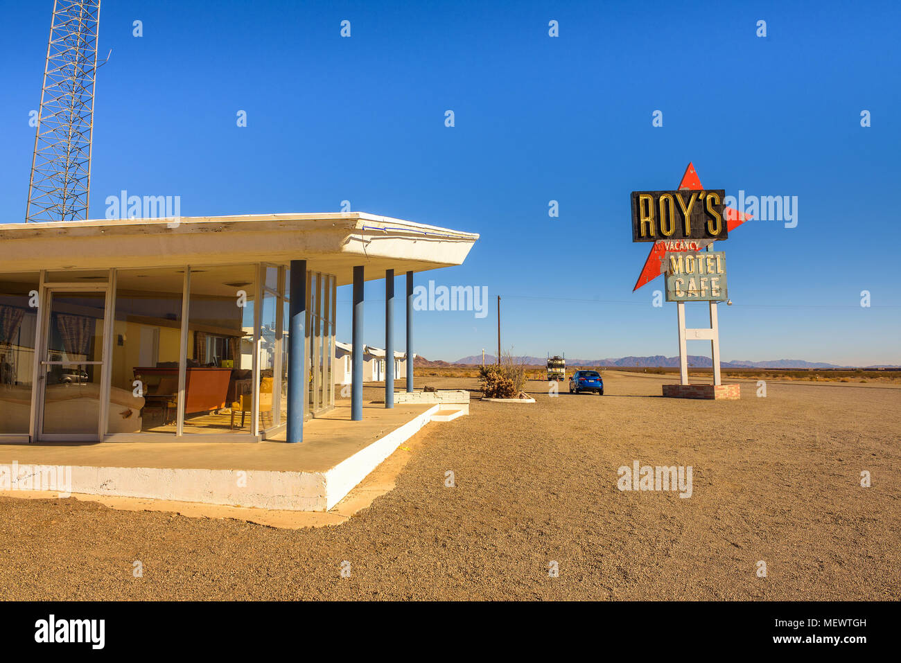 Roy's motel et café sur la Route 66 Banque D'Images