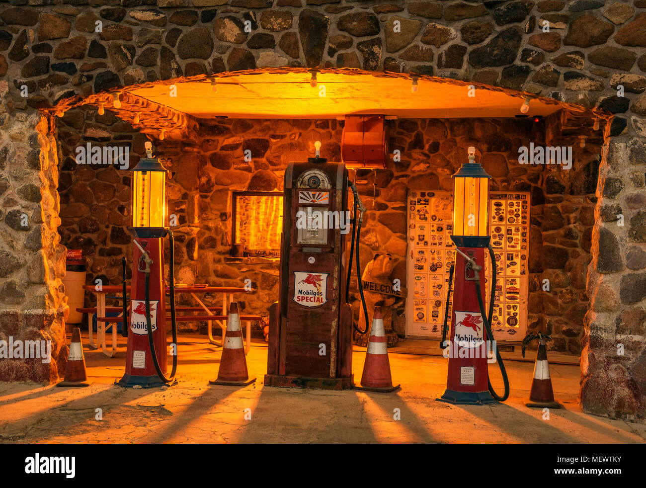 Cool Springs station gaz restauré situé sur la route 66 en Arizona Banque D'Images