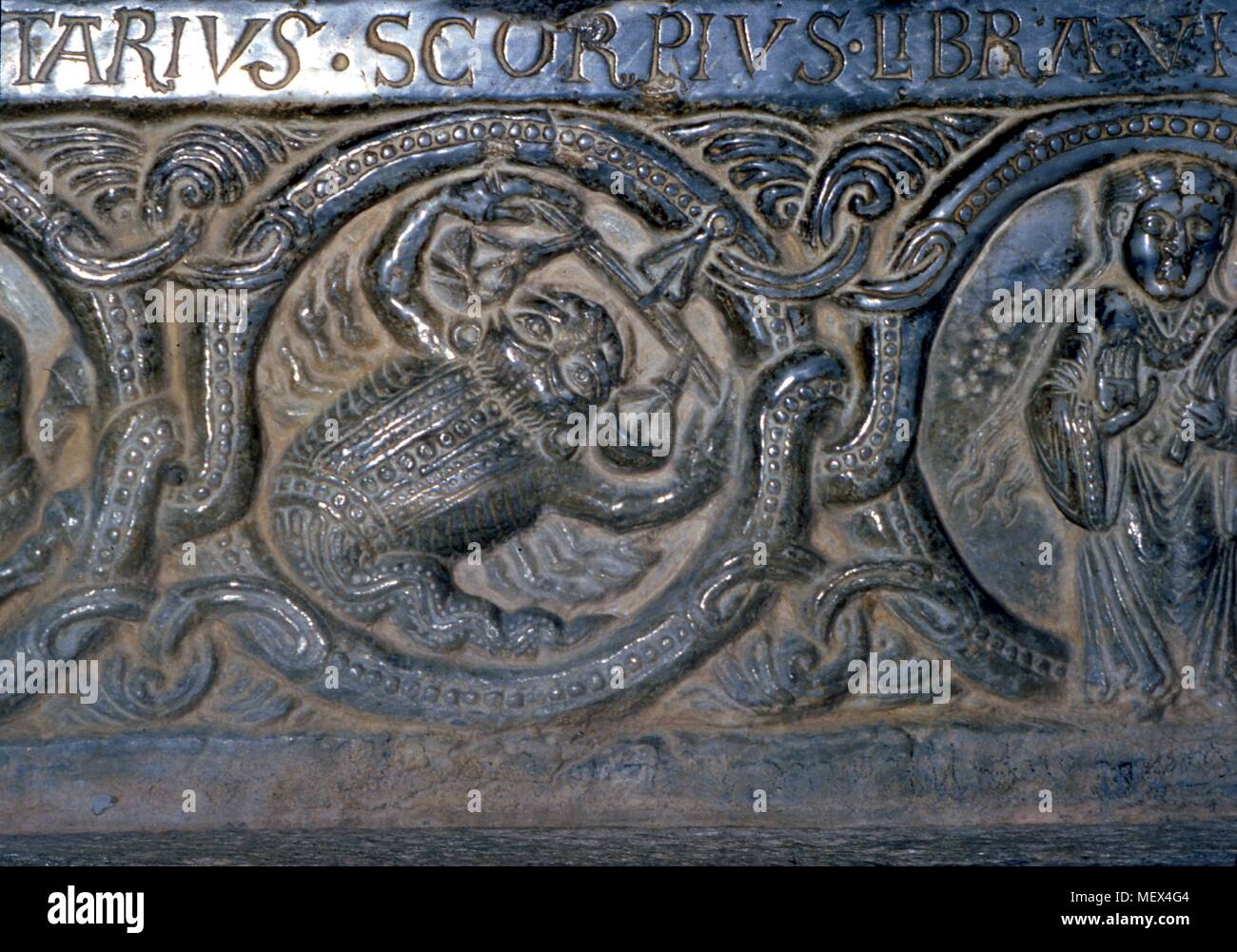 Les signes du zodiaque astrologie Scorpion - une conjonction de l'homme et le signe Scorpion gouverne les régions sexuelle et l'élimination Banque D'Images