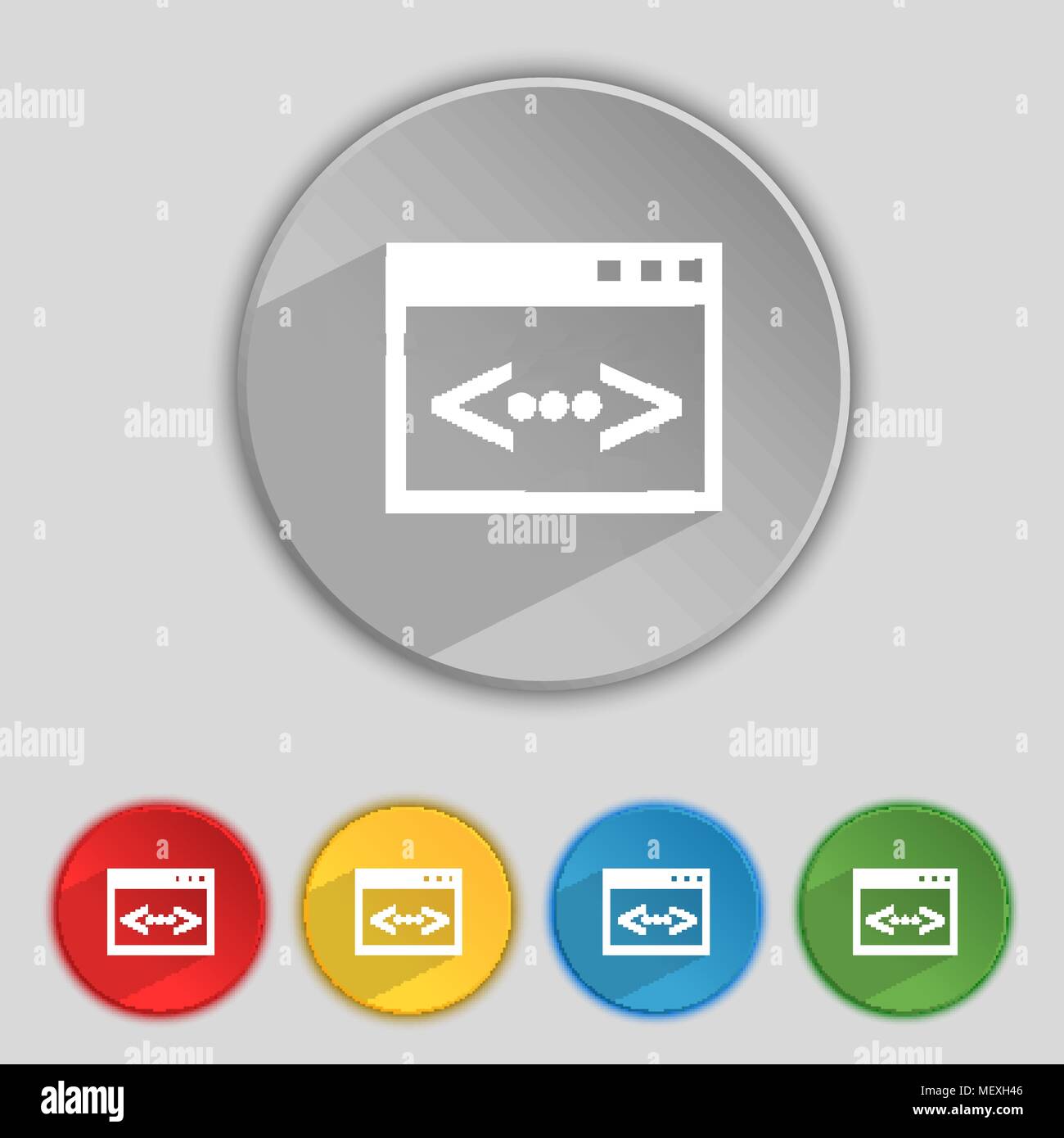 L'icône de signature de code. Symbole du programmateur. Ensemble de boutons de couleur. Vector illustration Illustration de Vecteur