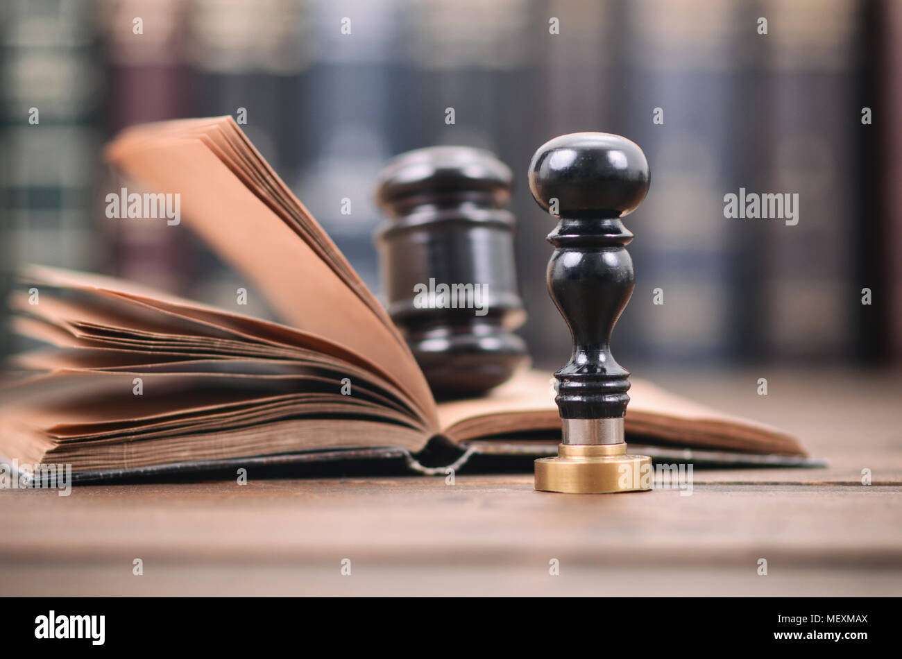 Sceau du notaire , le juge Gavel, document notarié concept, concept de légalité. Banque D'Images