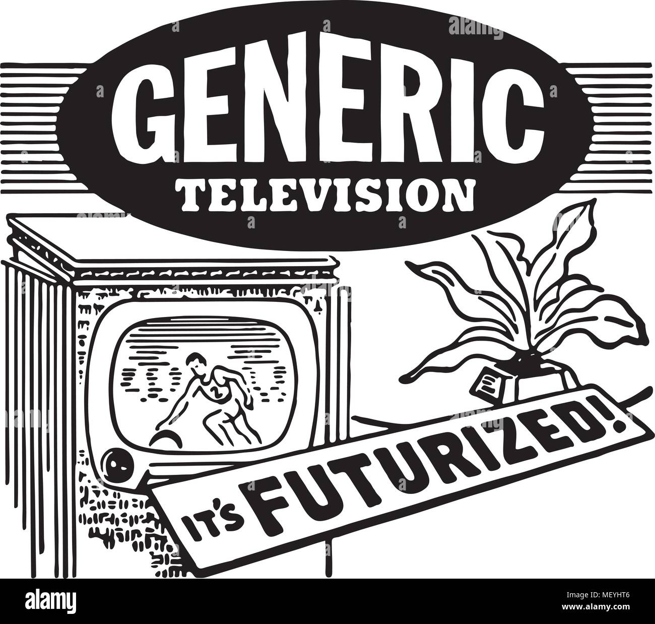 Futurized La télévision - Retro Art Ad Banner Illustration de Vecteur