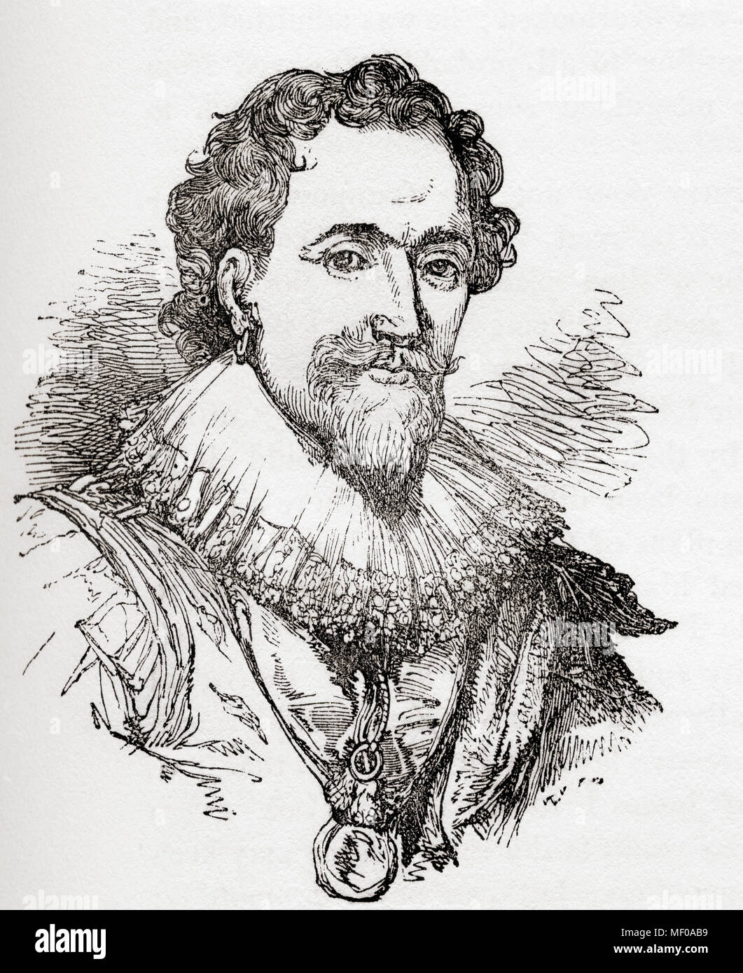 William Herbert, 3e comte de Pembroke, 1580 - 1630. Noble anglais, homme politique, et courtisan. À partir de la vieille Angleterre : A Pictorial Museum, publié 1847. Banque D'Images