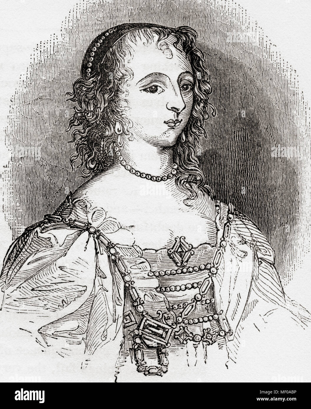 Henrietta Maria de France, 1609 - 1669. Reine consort d'Angleterre, d'Écosse et d'Irlande en tant qu'épouse du roi Charles I. De la vieille Angleterre : A Pictorial Museum, publié 1847. Banque D'Images