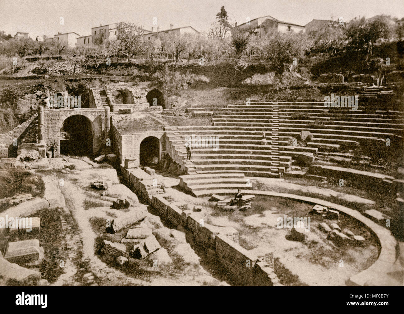 Amphithéâtre romain de Fiesole, fouillé en 1882. Photographie Banque D'Images