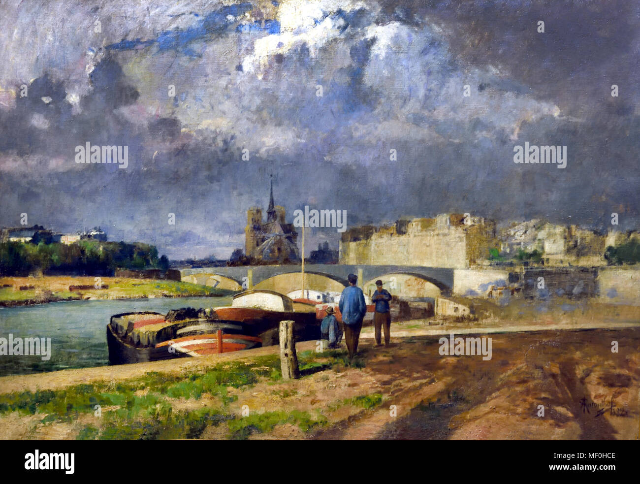 Margens do Sena - Bords de la Seine, Paris ,1882 par Antonio Ramalho 1858-1916, le Portugal, le portugais Banque D'Images