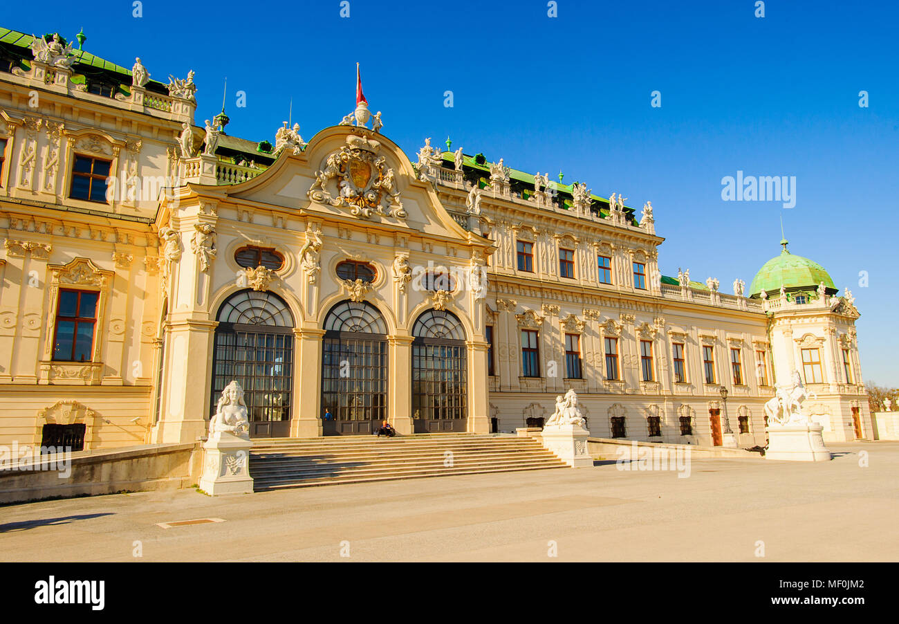 Belvedere, un bâtiment historique complexe à Vienne, Autriche, constitué de deux palais baroques (le Belvédère supérieur et inférieur), l'Orangerie, et le Pa Banque D'Images