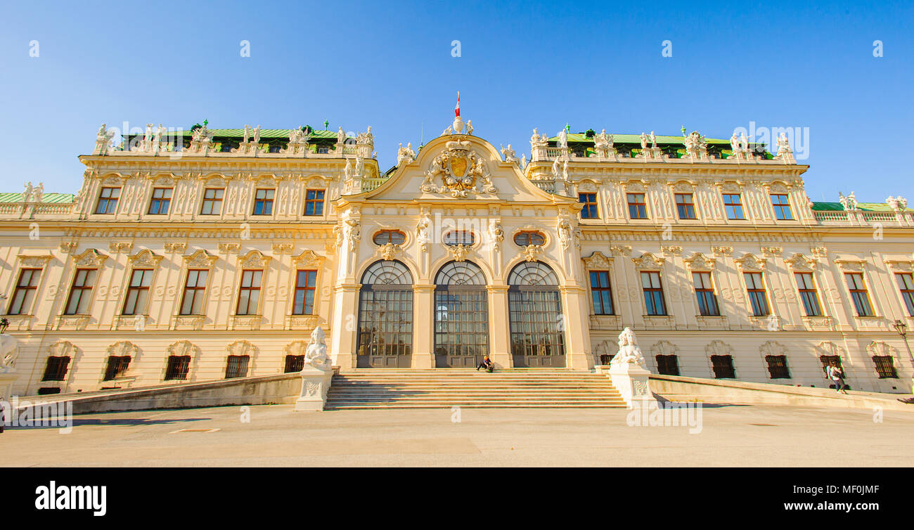 Belvedere, un bâtiment historique complexe à Vienne, Autriche, constitué de deux palais baroques (le Belvédère supérieur et inférieur), l'Orangerie, et le Pa Banque D'Images