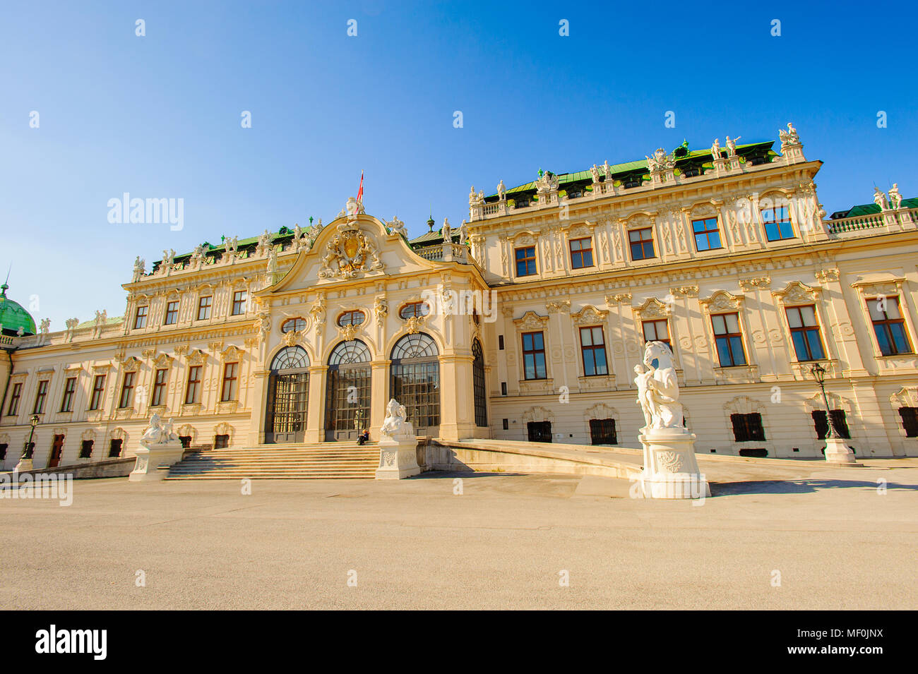 Belvedere, un bâtiment historique complexe à Vienne, Autriche, constitué de deux palais baroques (le Belvédère supérieur et inférieur), l'Orangerie, et le Pa Banque D'Images