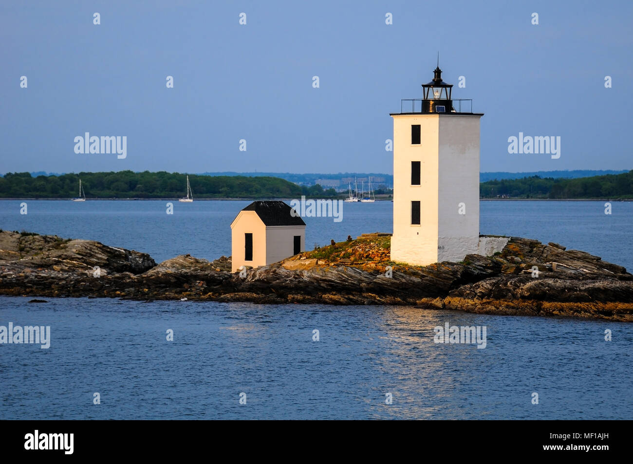 Phare de l'île néerlandaise de Rhode Island Banque D'Images