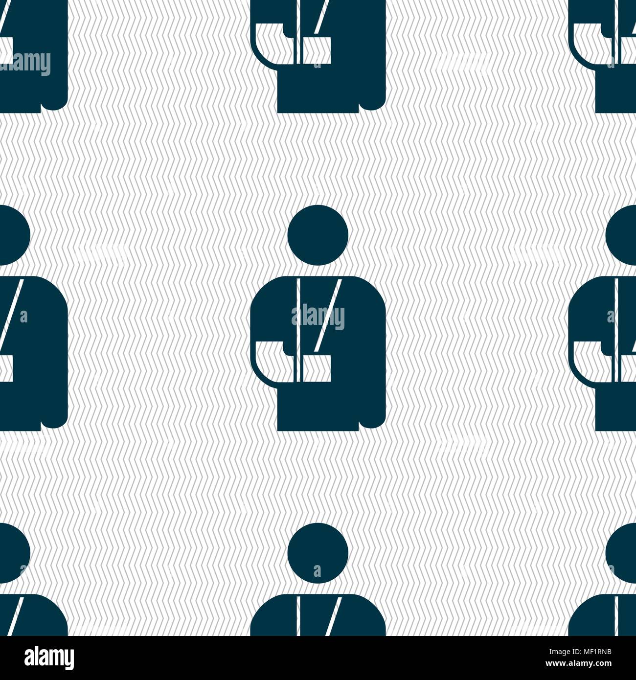 Bras cassé, l'invalidité se déconnecter icône. Motif géométrique transparente avec la texture. Vector illustration Illustration de Vecteur
