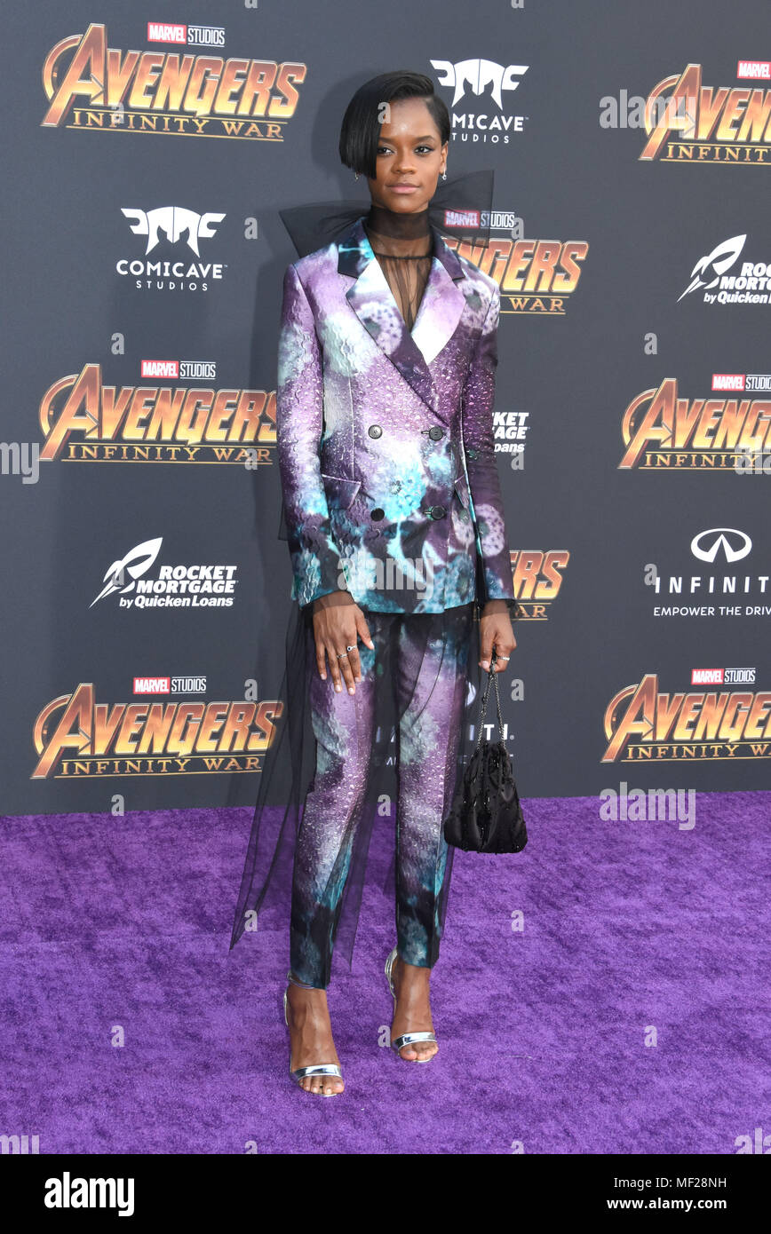 Los Angeles, Californie, USA. 23 avril, 2018. Letitia actrice Wright assiste à la première mondiale de Disney et de merveilles 'Avengers : Infinity War' le 23 avril 2018 à Los Angeles, Californie. Photo de Barry King/Alamy Live News Banque D'Images