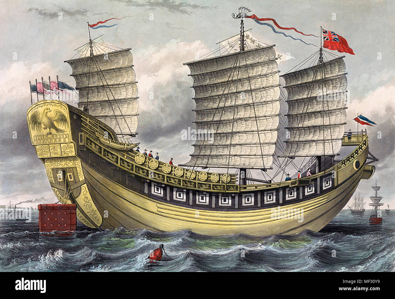 La jonque chinoise l'Incrustation, le capitaine Kellet. La première junk que jamais arrondi le Cap de Bonne Espérance, ou est apparu dans les eaux britanniques. Qu'elle était apparue au large de Gravesend 28 Mars, 1848, 477 jours de Canton Banque D'Images