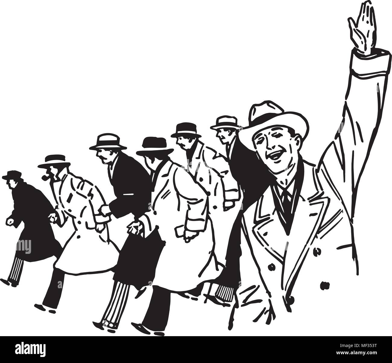 Groupe d'hommes - Retro Clipart Illustration Illustration de Vecteur