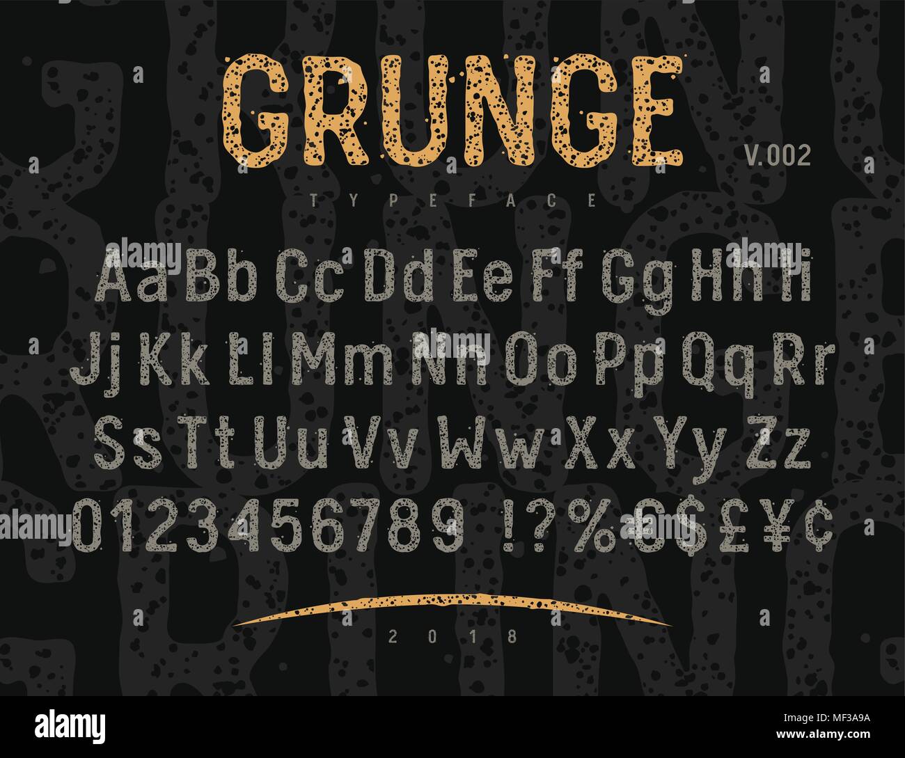 Grunge font avec un effet de texture de timbres. Vintage de caractères. Vecteurs Illustration de Vecteur