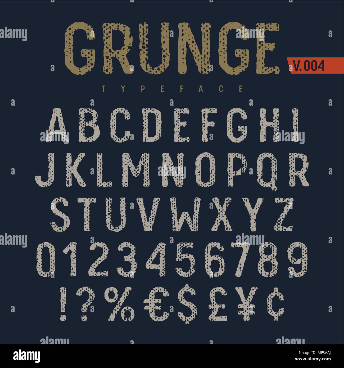 Grunge font. Tissu rugueux alphabet texturés. Des chiffres et des lettres de l'alphabet latin. Vecteurs Illustration de Vecteur