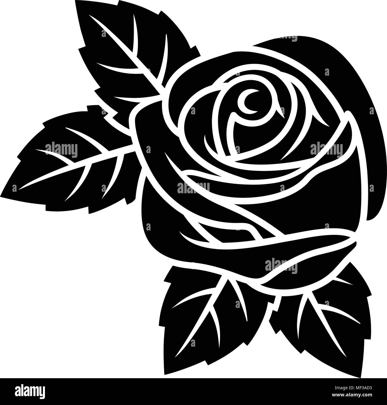 Silhouette Rose isolé sur fond blanc. Pour utiliser le motif du tissu, tatouage, motif et de décorer des cartes de vœux, invitations Illustration de Vecteur